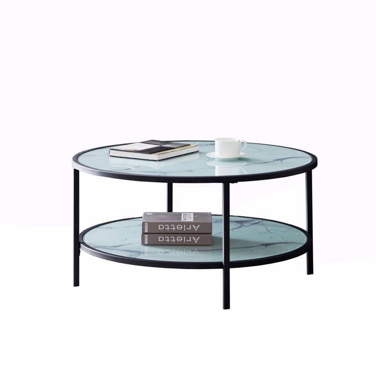 Orren Ellis Glass Coffee Table With Large Storage Space Wayfair.ca